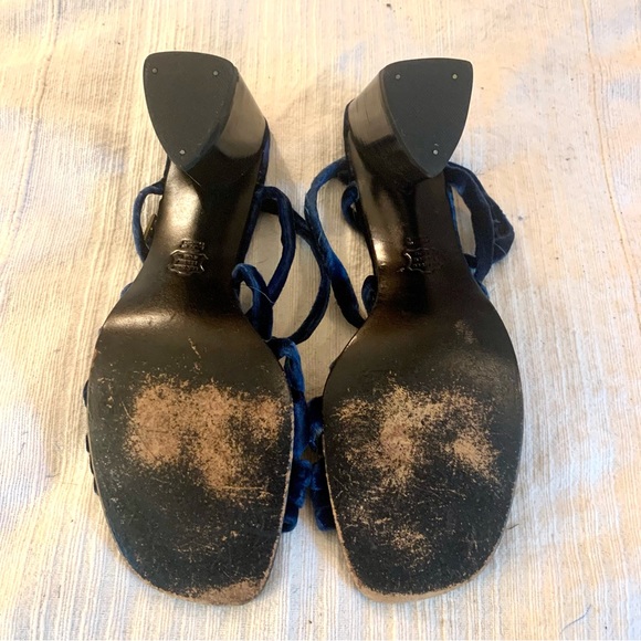 Robert Clergerie vintage navy blue velvet sandals/heels - Picture 7 of 7